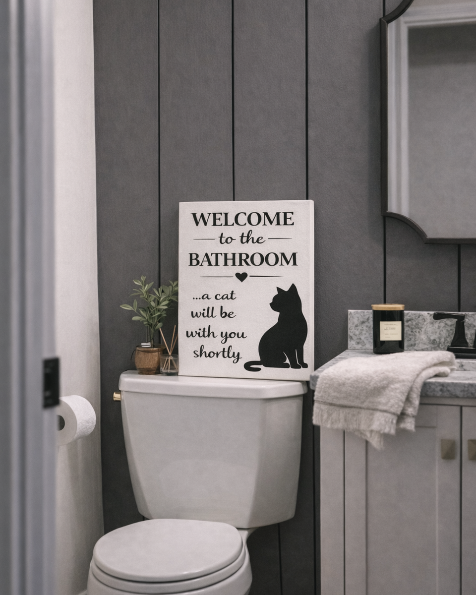 Funny Cat Bathroom Canvas