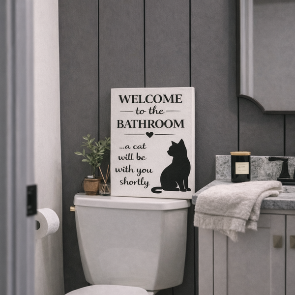 Funny Cat Bathroom Canvas