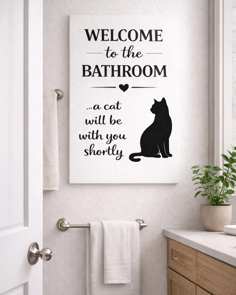 Funny Cat Bathroom Canvas