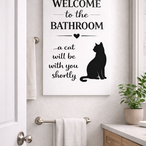 Funny Cat Bathroom Canvas