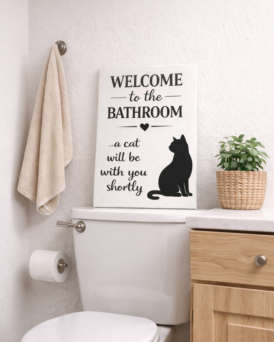 Funny Cat Bathroom Canvas