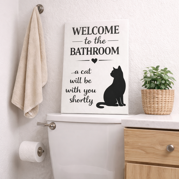 Funny Cat Bathroom Canvas