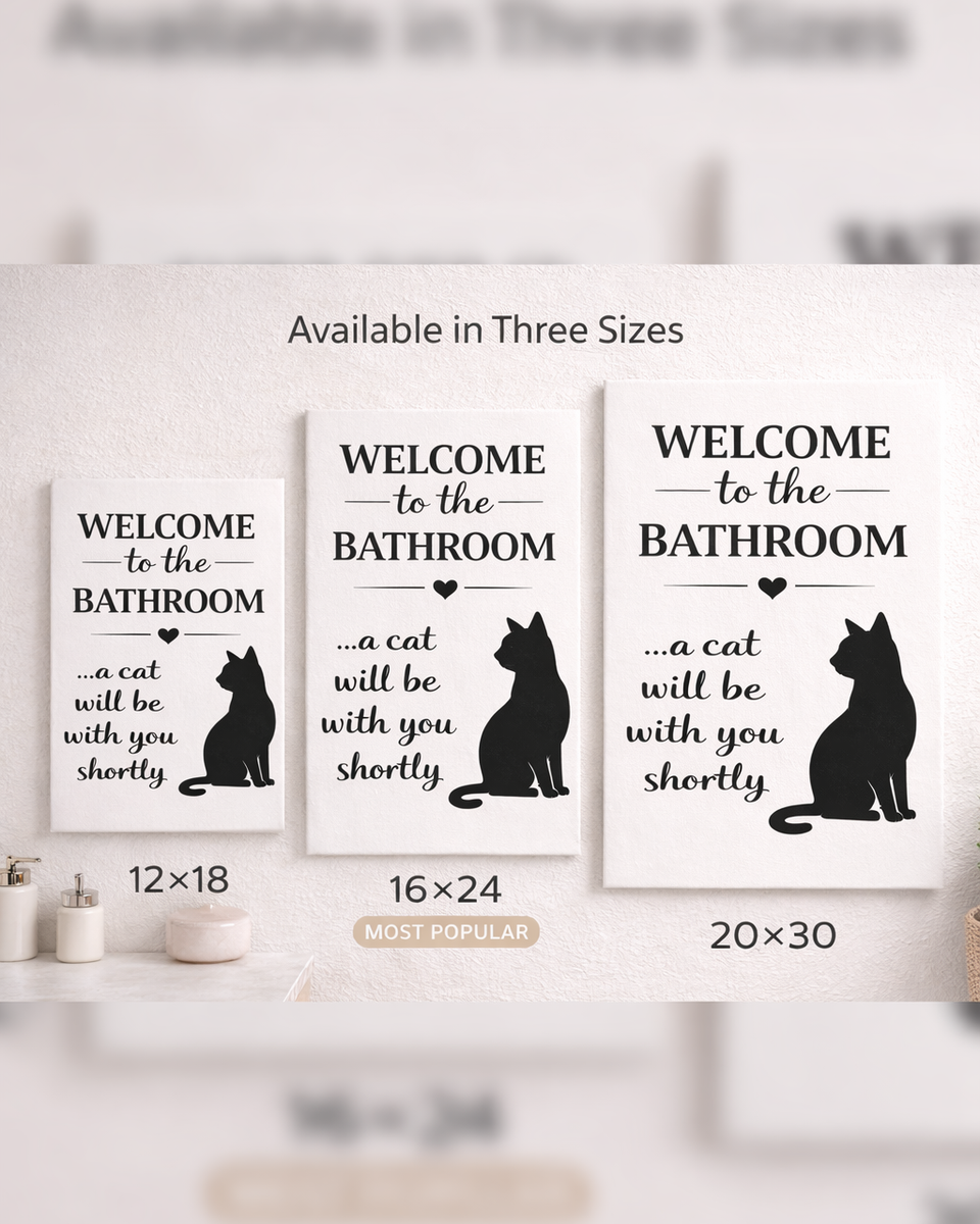 Funny Cat Bathroom Canvas
