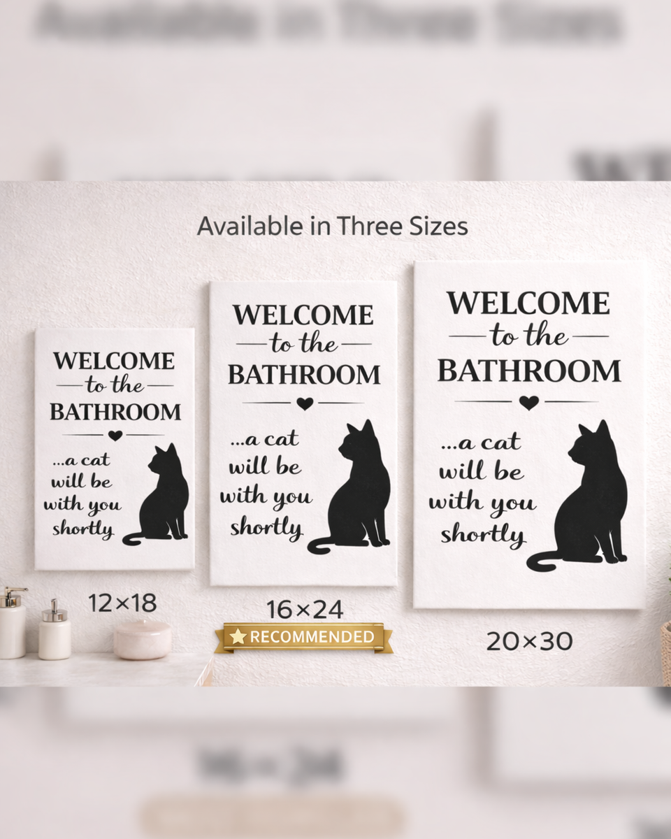 Funny Cat Bathroom Canvas