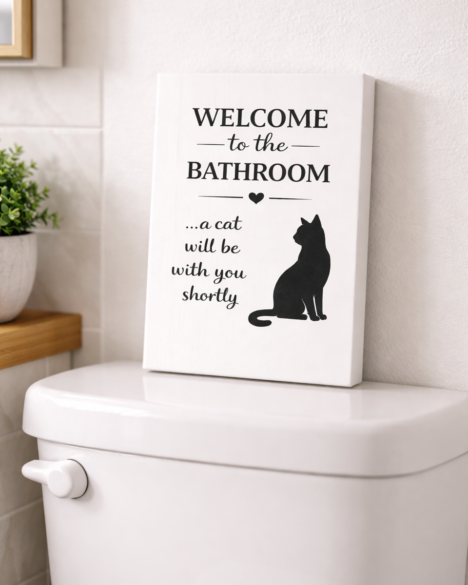 Funny Cat Bathroom Canvas