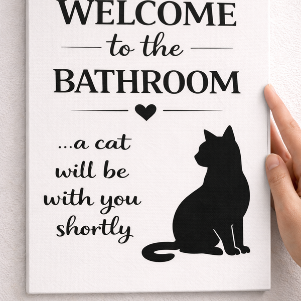 Funny Cat Bathroom Canvas