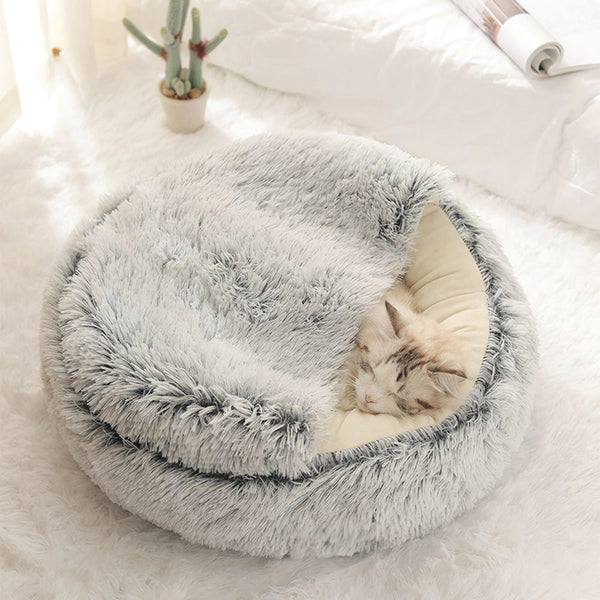 Soft faux fur pet bed for cats and small dogs