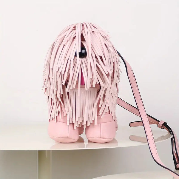 Doggo shaggy dog purse detail