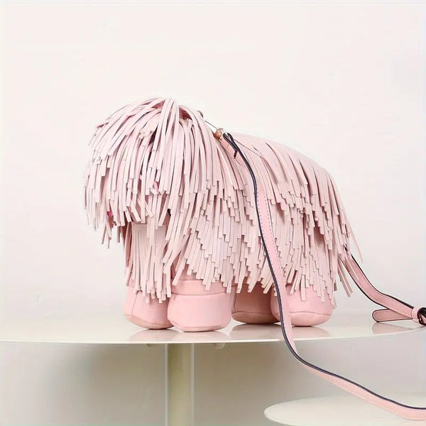 Shaggy dog handbag in pink
