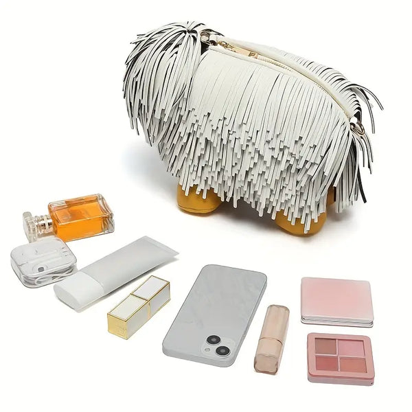 Whimsical shaggy dog handbag for dog lovers