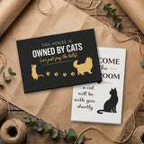 Cat canvas set, Black & Gold Owned By Cats stacked on the Bathroom canvas, on kraft paper