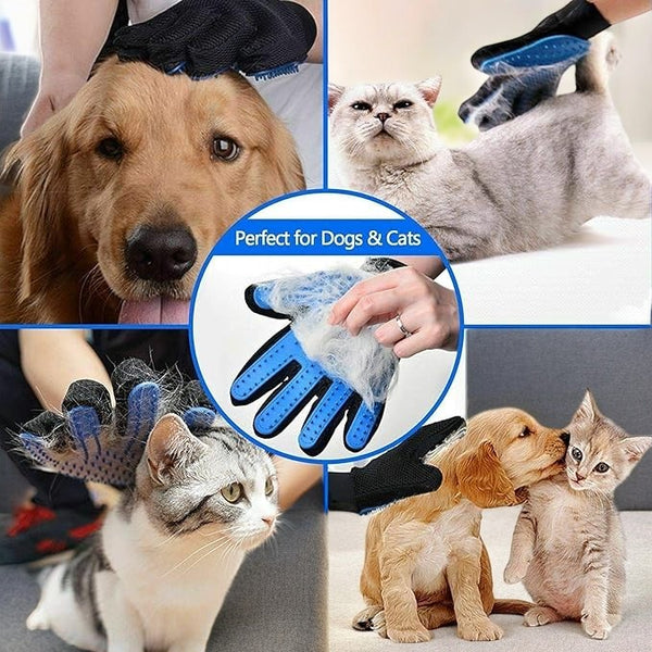 Hair removal glove with adjustable wrist strap for cats and dogs