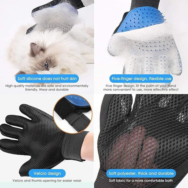 Pet deshedding glove for everyday brushing and bath time