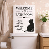 Personalized cat bathroom sign canvas with the name Luna above a toilet