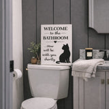 Personalized cat bathroom canvas with the name Oliver in a modern bathroom