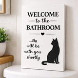 Personalized funny cat bathroom canvas: Welcome to the bathroom, Sky will be with you shortly